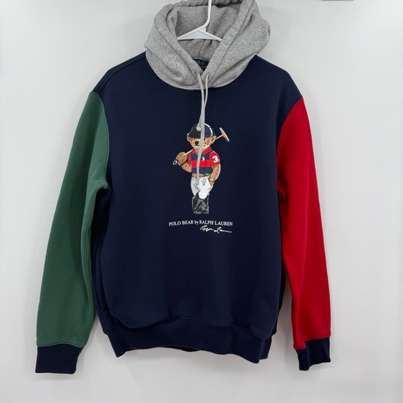 Polo Ralph Lauren Polo Bear Sweat Pull Hoodie Color Block Fleece Lining medium - Picture 6 of 8